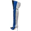 imageFSJ Women Over the Knee Thigh High Boots Sexy Pointed Toe Stiletto High Heel Multicolor Long Stretch Suede Nightclub Party Dress Shoes Size 416 USBlue and Black