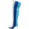imageFSJ Women Over the Knee Thigh High Boots Sexy Pointed Toe Stiletto High Heel Multicolor Long Stretch Suede Nightclub Party Dress Shoes Size 416 USBlue and White
