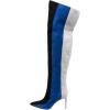 imageFSJ Women Over the Knee Thigh High Boots Sexy Pointed Toe Stiletto High Heel Multicolor Long Stretch Suede Nightclub Party Dress Shoes Size 416 USBlue and Black