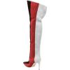 imageFSJ Women Over the Knee Thigh High Boots Sexy Pointed Toe Stiletto High Heel Multicolor Long Stretch Suede Nightclub Party Dress Shoes Size 416 USRed and Black