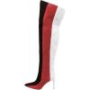 imageFSJ Women Over the Knee Thigh High Boots Sexy Pointed Toe Stiletto High Heel Multicolor Long Stretch Suede Nightclub Party Dress Shoes Size 416 USRed and Black