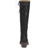 imageFSJ Women Retro Knee High Combat Boots Stacked Block Heels Almond Toe Laceup Zipper Party Winter Boots Shoe Size 415 USBlack