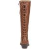 imageFSJ Women Retro Knee High Combat Boots Stacked Block Heels Almond Toe Laceup Zipper Party Winter Boots Shoe Size 415 USBrown