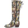 imageFSJ Women Retro Knee High Combat Boots Stacked Block Heels Almond Toe Laceup Zipper Party Winter Boots Shoe Size 415 USButterfly