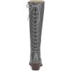 imageFSJ Women Retro Knee High Combat Boots Stacked Block Heels Almond Toe Laceup Zipper Party Winter Boots Shoe Size 415 USGrey