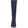 imageFSJ Women Retro Knee High Combat Boots Stacked Block Heels Almond Toe Laceup Zipper Party Winter Boots Shoe Size 415 USNavy