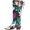 imageFSJ Women Retro Knee High Combat Boots Stacked Block Heels Almond Toe Laceup Zipper Party Winter Boots Shoe Size 415 USPlant