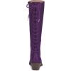 imageFSJ Women Retro Knee High Combat Boots Stacked Block Heels Almond Toe Laceup Zipper Party Winter Boots Shoe Size 415 USPurple