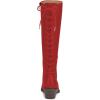 imageFSJ Women Retro Knee High Combat Boots Stacked Block Heels Almond Toe Laceup Zipper Party Winter Boots Shoe Size 415 USRed