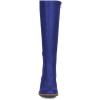 imageFSJ Women Retro Knee High Combat Boots Stacked Block Heels Almond Toe Laceup Zipper Party Winter Boots Shoe Size 415 USRoyal Blue