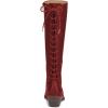 imageFSJ Women Retro Knee High Combat Boots Stacked Block Heels Almond Toe Laceup Zipper Party Winter Boots Shoe Size 415 USWine Red