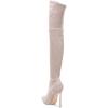 imageFSJ Women Sexy Thigh High Tall Boots Over The Knee Boots Pointed Toe High Stiletto Heels Faux Suede Stretch Party Club Ladies Fall Winter Shoes Size 415 USBeige