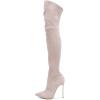 imageFSJ Women Sexy Thigh High Tall Boots Over The Knee Boots Pointed Toe High Stiletto Heels Faux Suede Stretch Party Club Ladies Fall Winter Shoes Size 415 USBeige