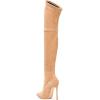 imageFSJ Women Sexy Thigh High Tall Boots Over The Knee Boots Pointed Toe High Stiletto Heels Faux Suede Stretch Party Club Ladies Fall Winter Shoes Size 415 USYellow