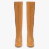 imageFSJ Women Stylish Chain Heel Knee High Boots Rounded Toe Side Zip Boot Wide Calf Fashion High Heel Daily Wear Casual Outing Shoes Size 416 USBrown