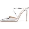 imageFSJ Women Chic Pointy Toe Mules Stiletto High Heels Sandals Strappy Slide Dress Party Wedding Shoes with Buckle Size 415 USSilver