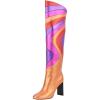 imageFSJ Women Closed Toe Chunky Heel Long Boots Colorful Printed Stretchy Knee High Boots Back Zipper Novel Party Dress Shoes Size 416 USMulticolorpink
