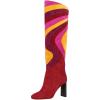 imageFSJ Women Closed Toe Chunky Heel Long Boots Colorful Printed Stretchy Knee High Boots Back Zipper Novel Party Dress Shoes Size 416 USMulticolorred