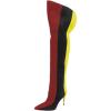imageFSJ Women Over the Knee Thigh High Boots Sexy Pointed Toe Stiletto High Heel Multicolor Long Stretch Suede Nightclub Party Dress Shoes Size 416 USBlack Red and Yellow