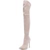 imageFSJ Women Sexy Thigh High Tall Boots Over The Knee Boots Pointed Toe High Stiletto Heels Faux Suede Stretch Party Club Ladies Fall Winter Shoes Size 415 USBeige