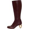 imageFSJ Women Stylish Chain Heel Knee High Boots Rounded Toe Side Zip Boot Wide Calf Fashion High Heel Daily Wear Casual Outing Shoes Size 416 USBurgundy