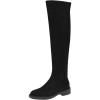 imageFSJ Women Stylish Over The Knee Low Block Flat Heel Boots Thigh High Comfy Faux Suede Closed Toe Stretch Riding Boots Size 416 USBlack