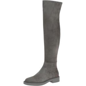 imageFSJ Women Stylish Over The Knee Low Block Flat Heel Boots Thigh High Comfy Faux Suede Closed Toe Stretch Riding Boots Size 416 USGrey