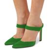 imageFSJ Women Fashion Satin Pointed Toe Sandal Stiletto High Heels Mules Slip On Shoes Size 415 USGreen