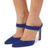 imageFSJ Women Fashion Satin Pointed Toe Sandal Stiletto High Heels Mules Slip On Shoes Size 415 USRoyal Blue