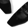 imageFSJ Women Low Cone Heel Mules Velvet Closed Square Toe Pearl Buckle Strap Slip On Pumps Backless Slide Sandals Office Dress Shoes Size 415 USBlack