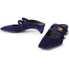 imageFSJ Women Low Cone Heel Mules Velvet Closed Square Toe Pearl Buckle Strap Slip On Pumps Backless Slide Sandals Office Dress Shoes Size 415 USBlue Velvet