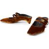 imageFSJ Women Low Cone Heel Mules Velvet Closed Square Toe Pearl Buckle Strap Slip On Pumps Backless Slide Sandals Office Dress Shoes Size 415 USBrown