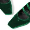 imageFSJ Women Low Cone Heel Mules Velvet Closed Square Toe Pearl Buckle Strap Slip On Pumps Backless Slide Sandals Office Dress Shoes Size 415 USEmerald