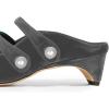 imageFSJ Women Low Cone Heel Mules Velvet Closed Square Toe Pearl Buckle Strap Slip On Pumps Backless Slide Sandals Office Dress Shoes Size 415 USGrey Velvet