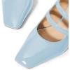 imageFSJ Women Low Cone Heel Mules Velvet Closed Square Toe Pearl Buckle Strap Slip On Pumps Backless Slide Sandals Office Dress Shoes Size 415 USLight Blue