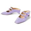 imageFSJ Women Low Cone Heel Mules Velvet Closed Square Toe Pearl Buckle Strap Slip On Pumps Backless Slide Sandals Office Dress Shoes Size 415 USLight Purple