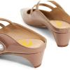 imageFSJ Women Low Cone Heel Mules Velvet Closed Square Toe Pearl Buckle Strap Slip On Pumps Backless Slide Sandals Office Dress Shoes Size 415 USNude