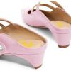 imageFSJ Women Low Cone Heel Mules Velvet Closed Square Toe Pearl Buckle Strap Slip On Pumps Backless Slide Sandals Office Dress Shoes Size 415 USPink