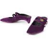 imageFSJ Women Low Cone Heel Mules Velvet Closed Square Toe Pearl Buckle Strap Slip On Pumps Backless Slide Sandals Office Dress Shoes Size 415 USPurple Velvet
