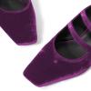 imageFSJ Women Low Cone Heel Mules Velvet Closed Square Toe Pearl Buckle Strap Slip On Pumps Backless Slide Sandals Office Dress Shoes Size 415 USPurple Velvet