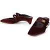 imageFSJ Women Low Cone Heel Mules Velvet Closed Square Toe Pearl Buckle Strap Slip On Pumps Backless Slide Sandals Office Dress Shoes Size 415 USRed Velvet
