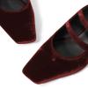 imageFSJ Women Low Cone Heel Mules Velvet Closed Square Toe Pearl Buckle Strap Slip On Pumps Backless Slide Sandals Office Dress Shoes Size 415 USRed Velvet