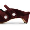 imageFSJ Women Low Cone Heel Mules Velvet Closed Square Toe Pearl Buckle Strap Slip On Pumps Backless Slide Sandals Office Dress Shoes Size 415 USRed Velvet