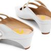imageFSJ Women Low Cone Heel Mules Velvet Closed Square Toe Pearl Buckle Strap Slip On Pumps Backless Slide Sandals Office Dress Shoes Size 415 USWhite