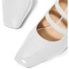 imageFSJ Women Low Cone Heel Mules Velvet Closed Square Toe Pearl Buckle Strap Slip On Pumps Backless Slide Sandals Office Dress Shoes Size 415 USWhite