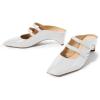 imageFSJ Women Low Cone Heel Mules Velvet Closed Square Toe Pearl Buckle Strap Slip On Pumps Backless Slide Sandals Office Dress Shoes Size 415 USWhite