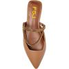 imageFSJ Women Pointed Toe Mules Slip Ons Cross Body Chain Rhinestone Straps Decor Block Chunky Low Heel Flats Burnished Indoor Casual Party Shoes Size 415 USPeru Brown