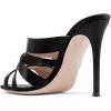 imageFSJ Women Strappy Satin Open Toe Sandals Stiletto High Heels Mules Slip On Shoes Size 415 USBlack