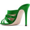 imageFSJ Women Strappy Satin Open Toe Sandals Stiletto High Heels Mules Slip On Shoes Size 415 USGreen