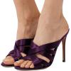imageFSJ Women Strappy Satin Open Toe Sandals Stiletto High Heels Mules Slip On Shoes Size 415 USPurple